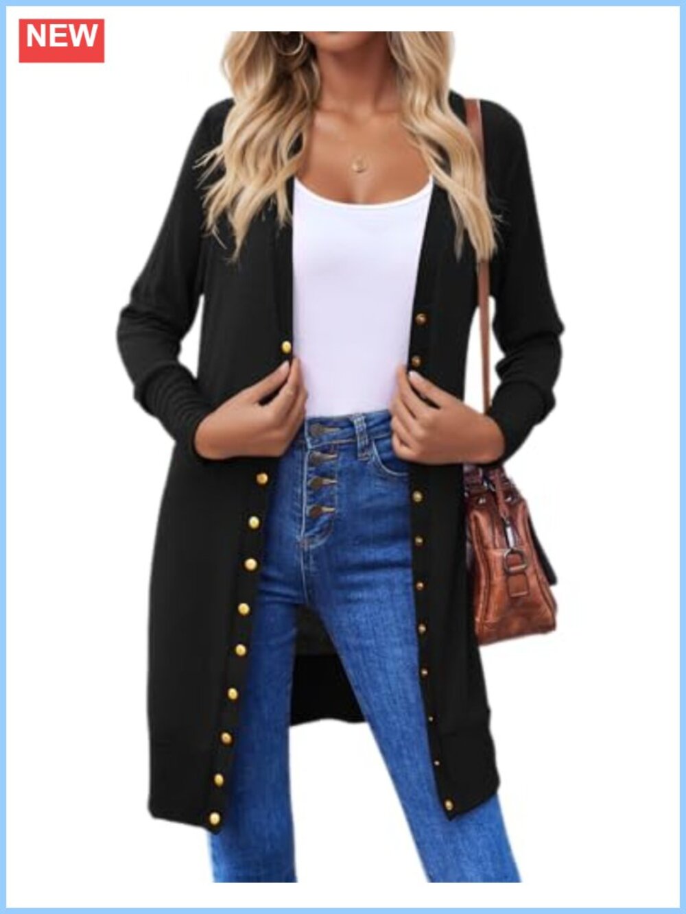 Women's Lightweight Ribbed Knit Button Down Cardigan V-Neck Long Sleeve